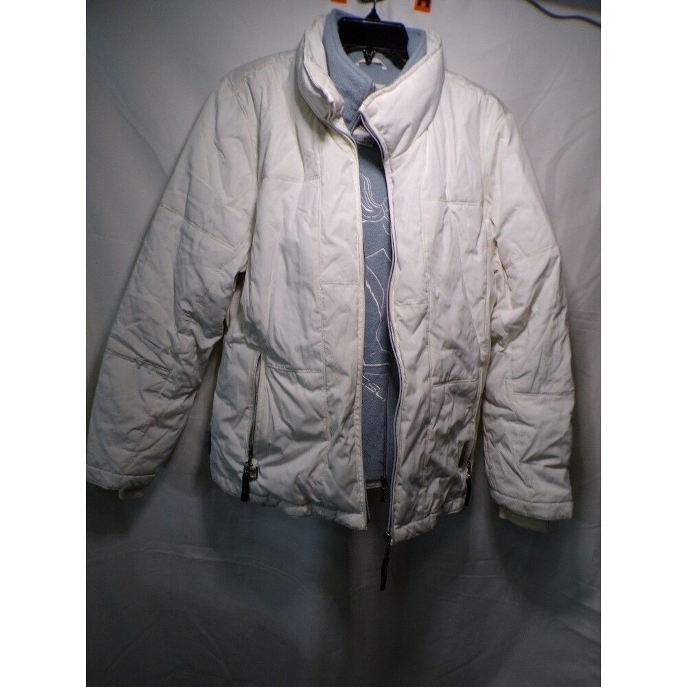 Spyder Women's White Quilted Puffer Jacket M Water Repellent Full Zip